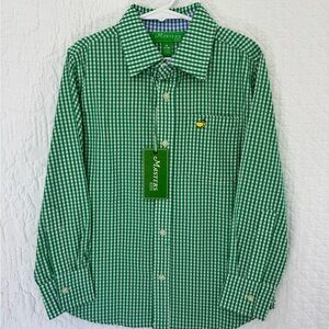 Boys Masters Green Gingham Button-Down Shirt